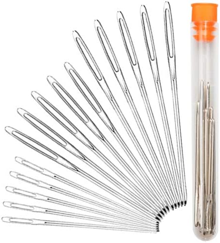 Hekisn Large-Eye Blunt Needles, Stainless Steel Yarn Knitting Needles, Sewing Needles, Crafting Knitting Weaving Stringing Needles,Perfect for Finishing Off Crochet Projects (15 Pieces)
