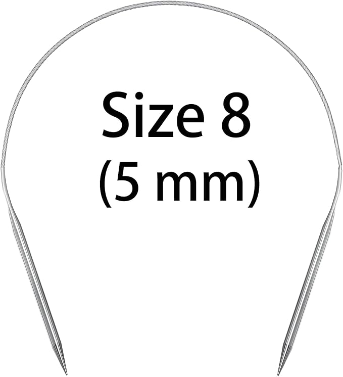 Aolfior Stainless Steel Circular Knitting Needles Size 8 16 Inch 5 mm Set Round Metal (Silver, 16 inch-8-(5mm)) Suitable for Beginners and Experienced Knitters Alike.