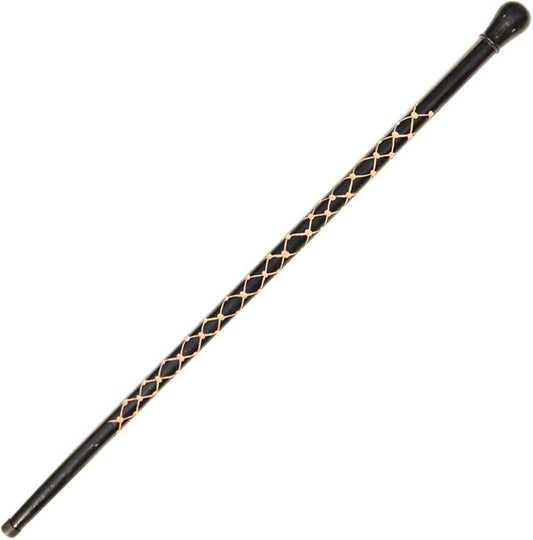 Armory Replicas™ Hand Carved Eucalyptus Walking Cane with Tribal Design - 35.75" Wooden Shaft, Knob Handle, Rubber Tip for Stability – Stylish & Functional Black Cane for Mobility & Fashion