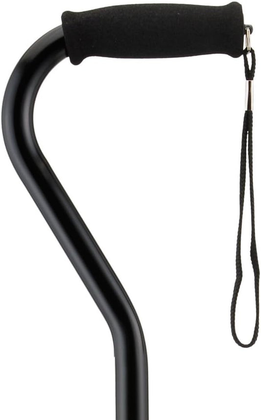 NOVA Designer Walking Cane with Offset Handle, Lightweight Adjustable Walking Stick with Carrying Strap, Black