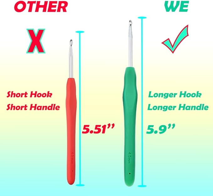 Yarniss Ergonomic Crochet Hooks Set, 9 Sizes Crochet Hooks with Case 2.0mm~6.0mm