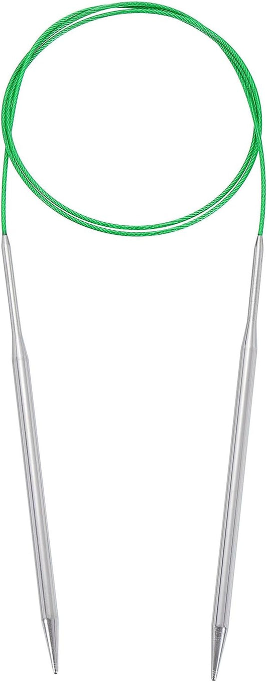 uxcell Size US 9 (5.5mm) Knitting Needles Circular Needle 40 Inch(100cm) Round Metal Stainless Steel Needle for Handmade Projects DIY Knitting Light Green