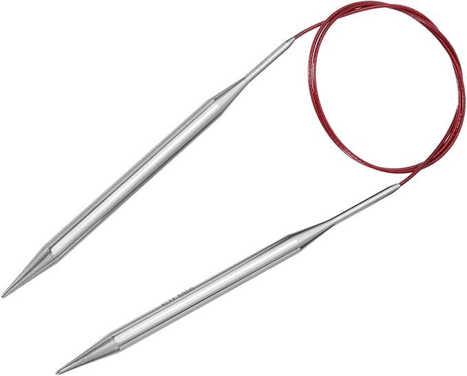uxcell Size US 11 (8mm) Knitting Needles Circular Needle 31 Inch(80cm) Round Metal Stainless Steel Needle for Handmade Projects DIY Knitting Red