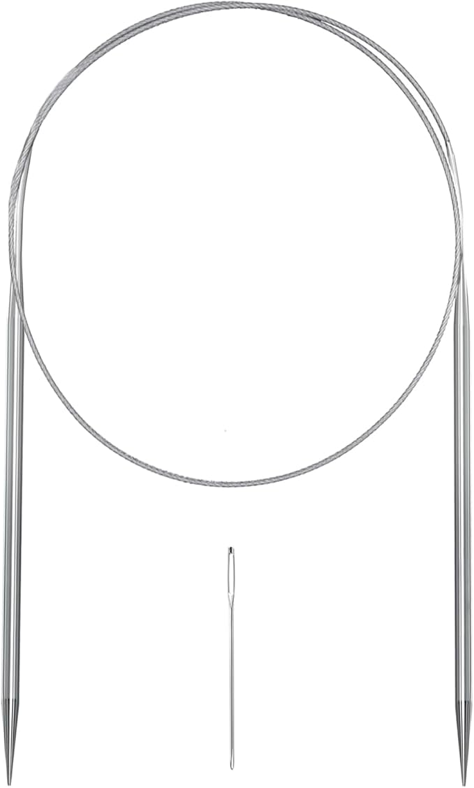 Aolfior Stainless Steel Circular Knitting Needles Size 6 16 Inch 4 mm Set Round Metal (Silver, 16 inch-6-(4mm)) Suitable for Beginners and Experienced Knitters Alike.