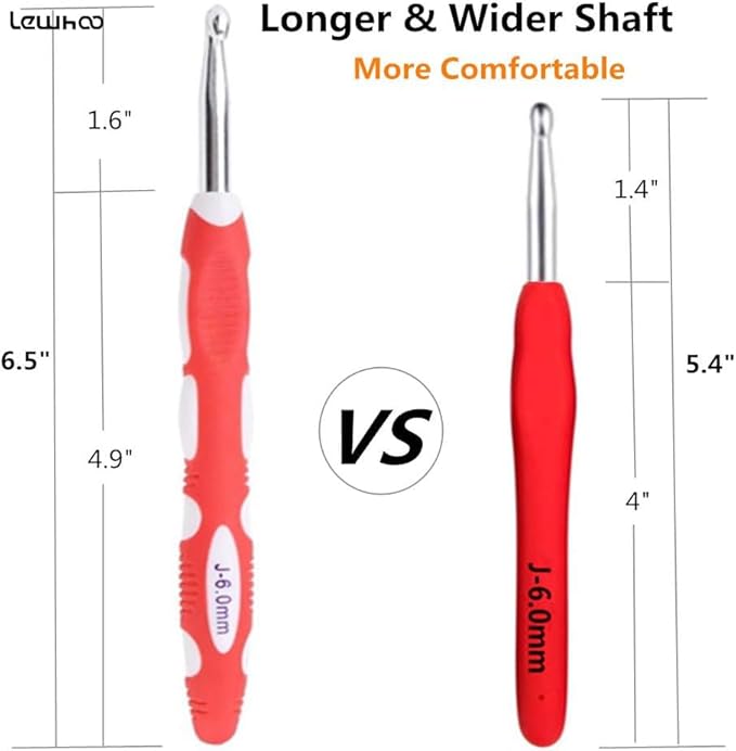 Ergonomic Crochet Hooks with Roll Felt Bag, Crochet Hooks Set for Arthritic Hands, Size from B to J