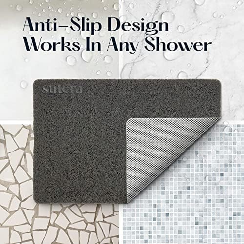 Sutera - Slide Guard Bath Mat | Non Slip Bath Shower Mat 23.6 x 17.5 Inch, Rubber Bathtub Mat, Bathroom Tub Mat for Wet Areas, Drains Odor Anti Slim Shower Floor Mat
