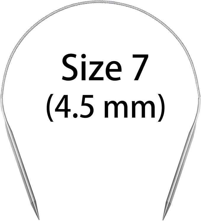 Aolfior Stainless Steel Circular Knitting Needles Size 7 16 Inch 4.5 mm Set Round Metal (Silver, 16 inch-7-(4.5mm)) Suitable for Beginners and Experienced Knitters Alike.