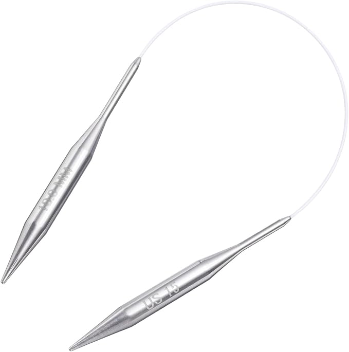 uxcell Size US 15 (10mm) Knitting Needles Circular Needle 16 Inch(40cm) Round Metal Stainless Steel Needle for Handmade Projects DIY Knitting