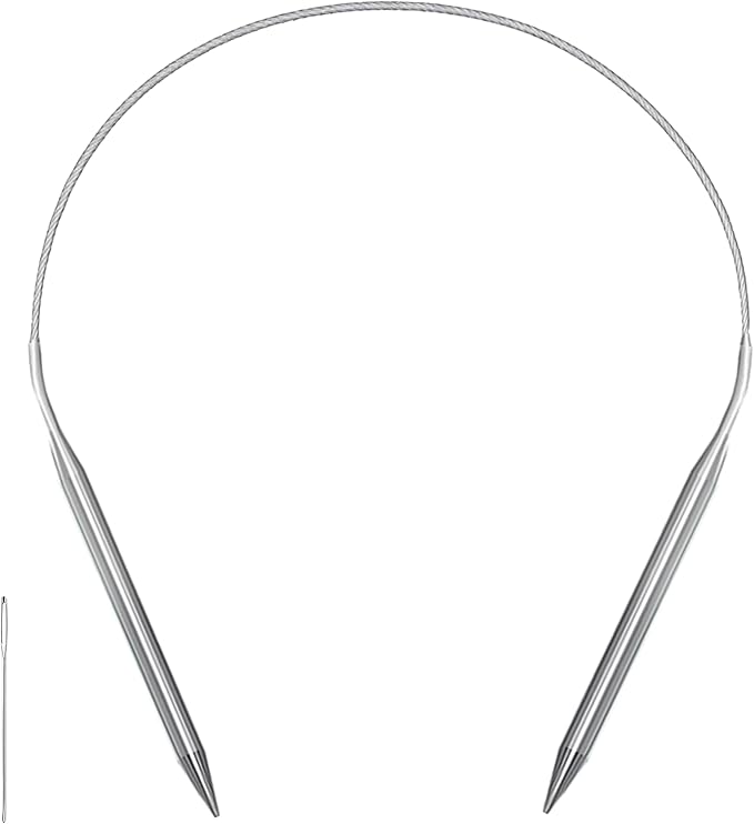 Size 10.75 Stainless Steel Circular Knitting Needles 16 Inch 7 mm Set Round Metal (Silver, 16 inch-10.75-(7mm))