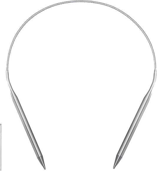 Size 10.75 Stainless Steel Circular Knitting Needles 16 Inch 7 mm Set Round Metal (Silver, 16 inch-10.75-(7mm))