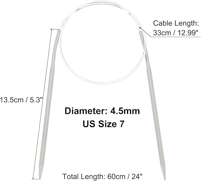 uxcell Aluminum Circular Knitting Needle US Size 24 Inch (60cm) Length Size US 7 (4.5mm) Round Knitting Needle for Handmade Projects DIY Knitting