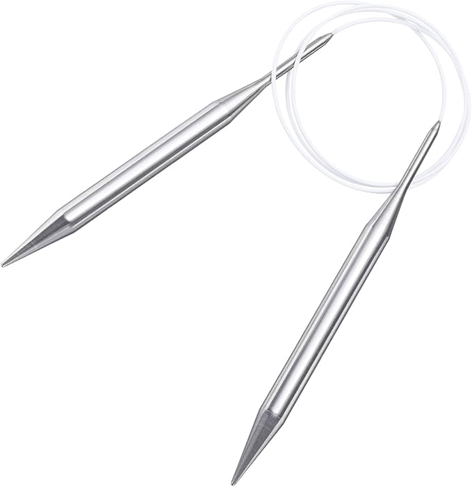 uxcell Size US 15 (10mm) Knitting Needles Circular Needle 40 Inch(100cm) Round Metal Stainless Steel Needle for Handmade Projects DIY Knit Blankets