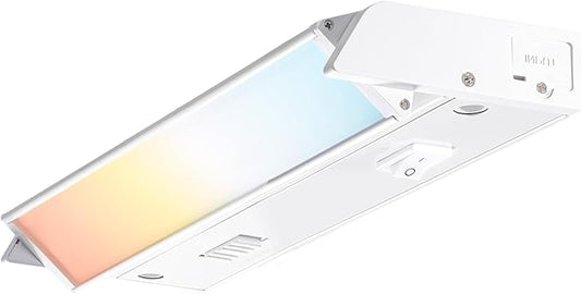 PARMIDA LED Swivel Under Cabinet Lighting, Hardwired or Plug-in Installation, 10 Inch, 7W, 5CCT Color Selectable - 2700K/3000K/4000K/5000K/6000K, Rotatable Lens, Dimmable, Linkable, 120V, 560LM, ETL
