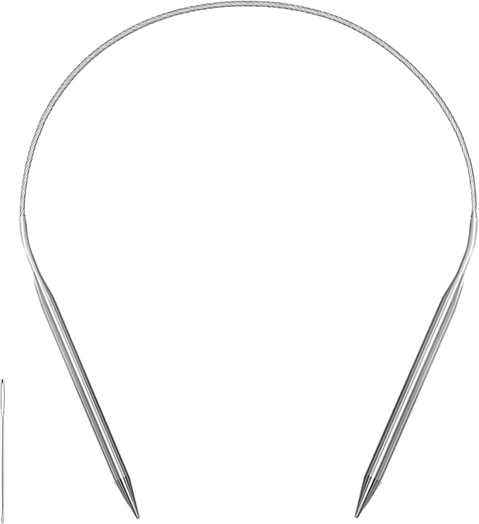 Size 10 Stainless Steel Circular Knitting Needles 16 Inch 6 mm Set Round Metal (Silver, 16 inch-10-(6mm))