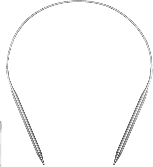 Size 10 Stainless Steel Circular Knitting Needles 16 Inch 6 mm Set Round Metal (Silver, 16 inch-10-(6mm))