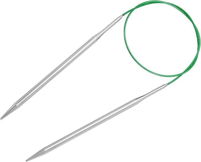 uxcell Size US 9 (5.5mm) Knitting Needles Circular Needle 26 Inch(65cm) Round Metal Stainless Steel Needle for Handmade Projects DIY Knitting Green