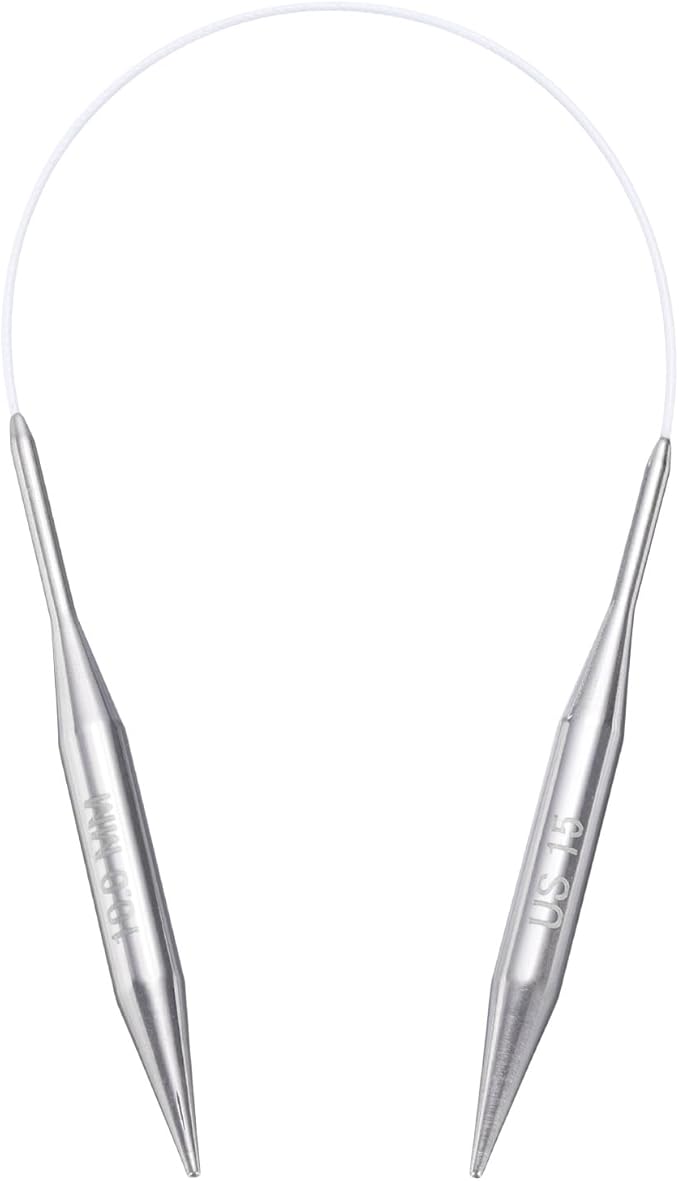 uxcell Size US 15 (10mm) Knitting Needles Circular Needle 16 Inch(40cm) Round Metal Stainless Steel Needle for Handmade Projects DIY Knitting