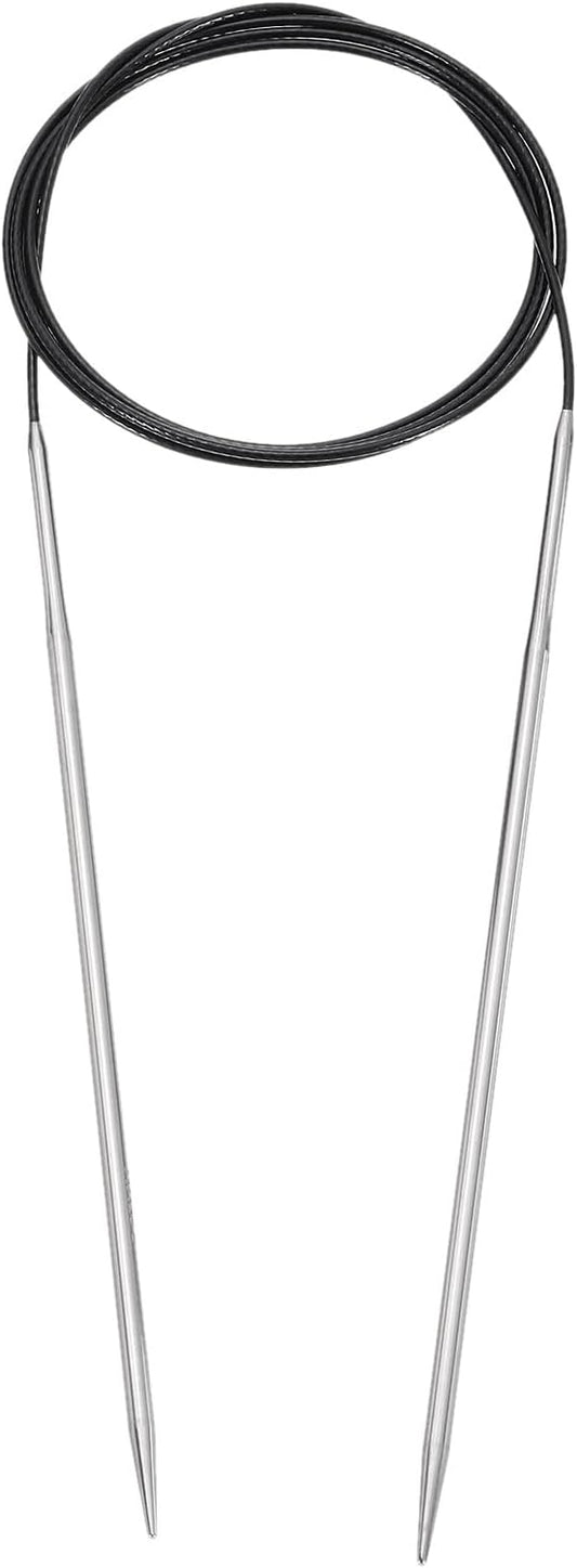 uxcell Size US 3 (3.25mm) Knitting Needles Circular Needle 47 Inch(120cm) Round Metal Stainless Steel Needle for Handmade Projects DIY Knitting Black