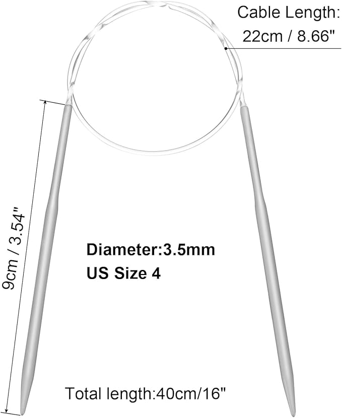 uxcell Aluminum Circular Knitting Needle 16 Inch (40cm) Length Size US 4 (3.5mm) Round Knitting Needle for Handmade Projects DIY Knitting