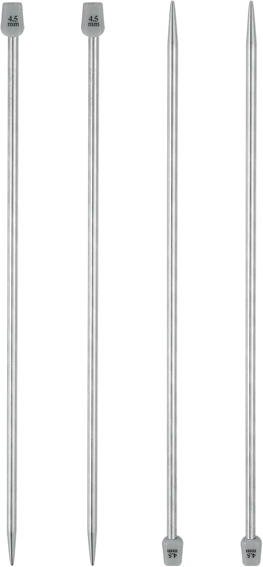 uxcell 4Pcs 4.5mm(7) Single Pointed Knitting Needles Stainless Steel 9.84 Inches Length Metal Weaving Tool for Handmade Projects DIY Knitting