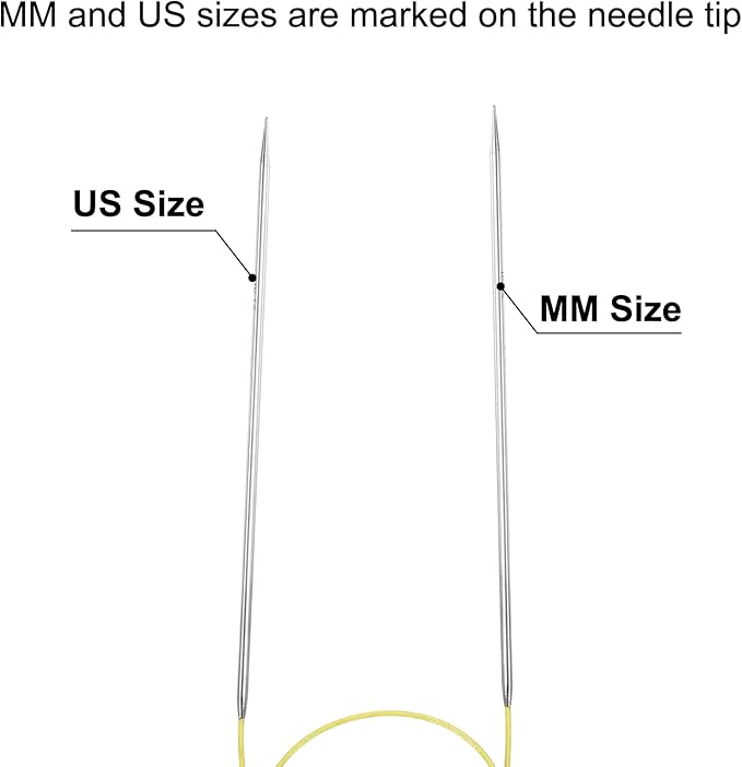 uxcell 1.5 Gauge Knitting Circular Needle 26 Inch(65cm) Metal Round Stainless Steel Needle with Large Eye Sewing & Stitch Markers for Handmade Projects DIY Knit Blankets