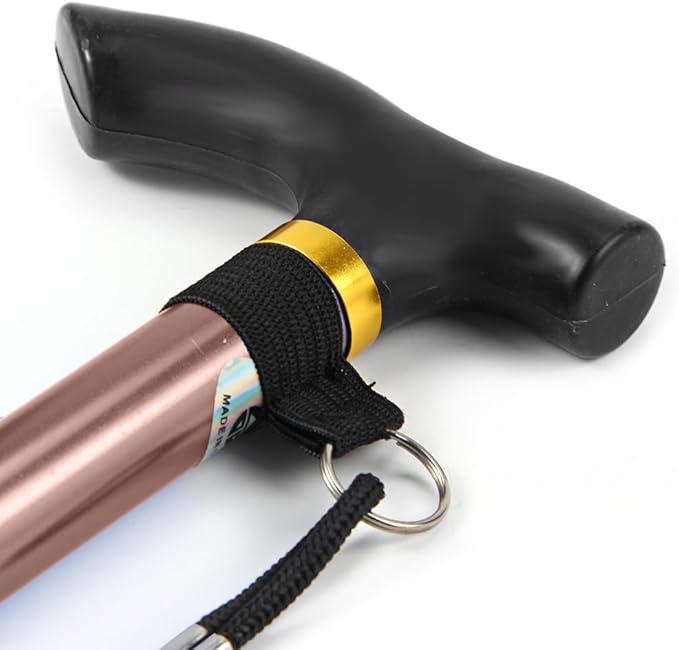 Folding Lightweight Walking Stick - Adjustable Aluminum Metal Collapsible Travel Cane with Non-Slip Rubber Base