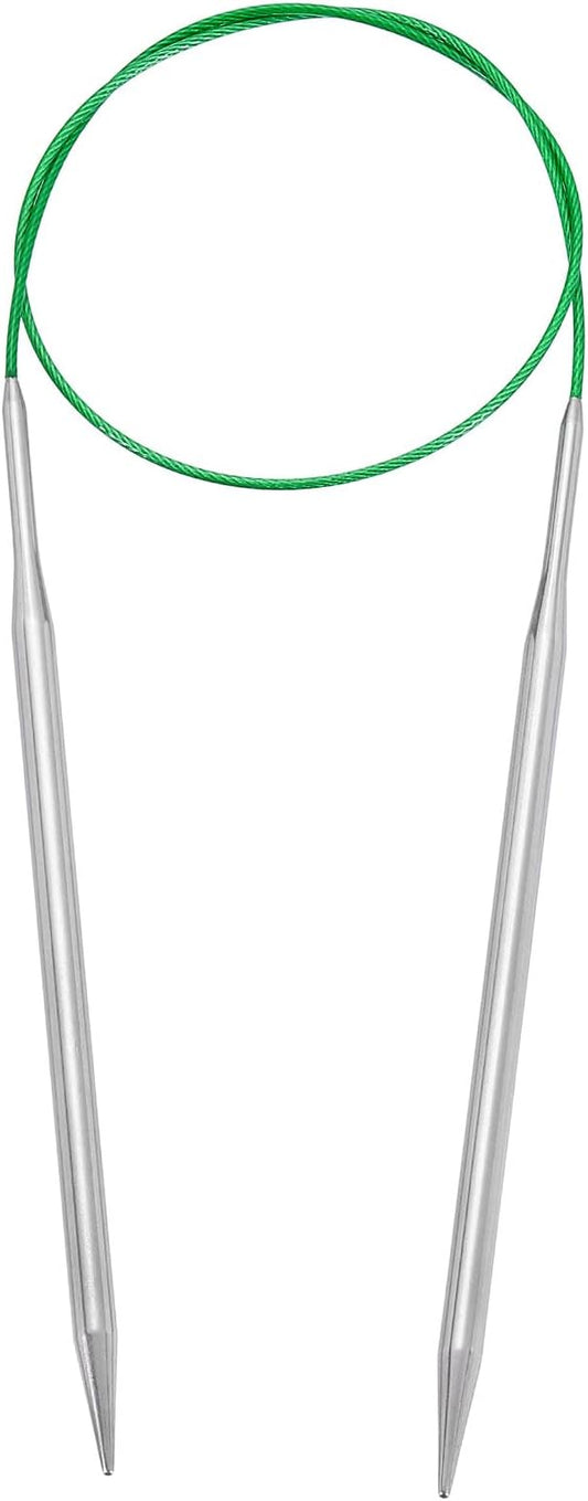 uxcell Size US 9 (5.5mm) Knitting Needles Circular Needle 26 Inch(65cm) Round Metal Stainless Steel Needle for Handmade Projects DIY Knitting Green