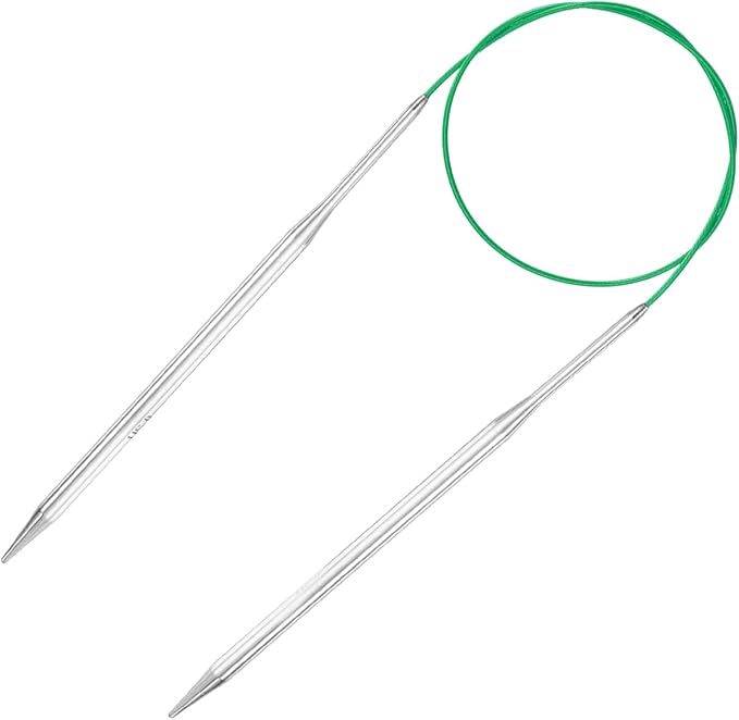 uxcell 9 Gauge Knitting Circular Needle 26 Inch(65cm) Metal Round Stainless Steel Needle with Large Eye Sewing & Stitch Markers for Handmade Projects DIY Knit Blankets