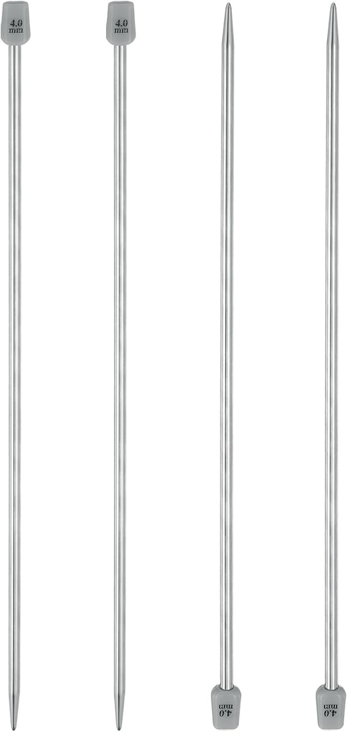 uxcell 4Pcs 4mm(G) Single Pointed Knitting Needles Stainless Steel 9.84 Inches Length Metal Weaving Tool for Handmade Projects DIY Knitting