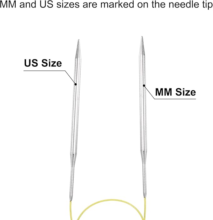 uxcell 10 Gauge Knitting Circular Needle 26 Inch(65cm) Metal Round Stainless Steel Needle with Large Eye Sewing & Stitch Markers for Handmade Projects DIY Knit Blankets