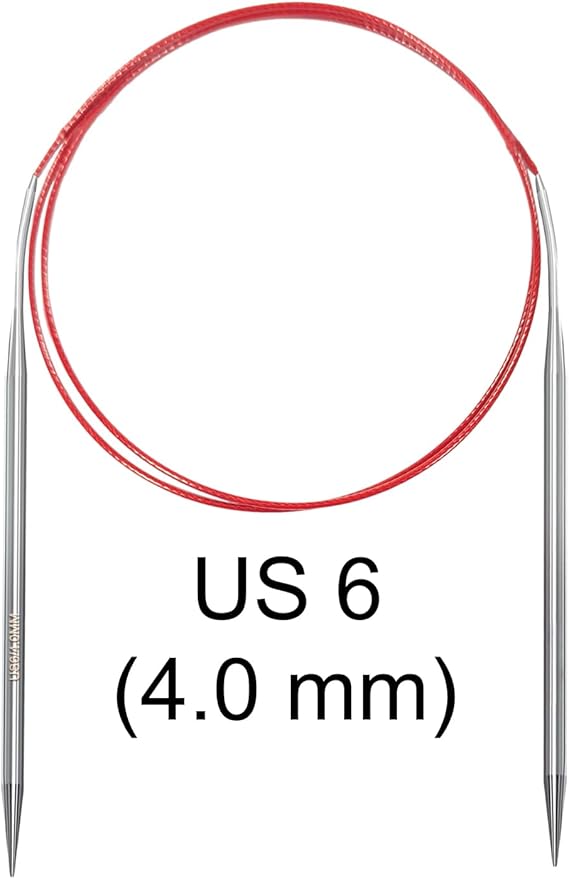 Size 6/4mm Circular Knitting Needles,40 Inch/100cm Knitting Needles for Beginners,Metal Round Knitting Needle Set with 9 Yarn Needle (Red, 40-inch-US-6(4mm))