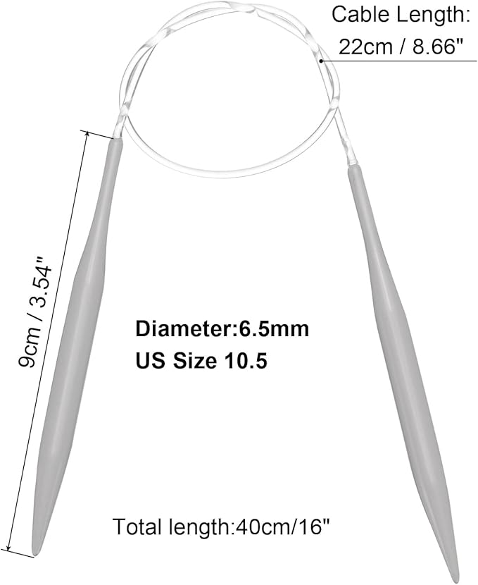 uxcell Aluminum Circular Knitting Needle 16 Inch (40cm) Length Size US 10.5 (6.5mm) Round Knitting Needle for Handmade Projects DIY Knitting