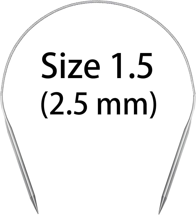 Aolfior Stainless Steel Circular Knitting Needles Size 1.5 16 Inch 2.5 mm Set Round Metal (Silver, 16 inch-1.5-(2.5mm)) Suitable for Beginners and Experienced Knitters Alike.