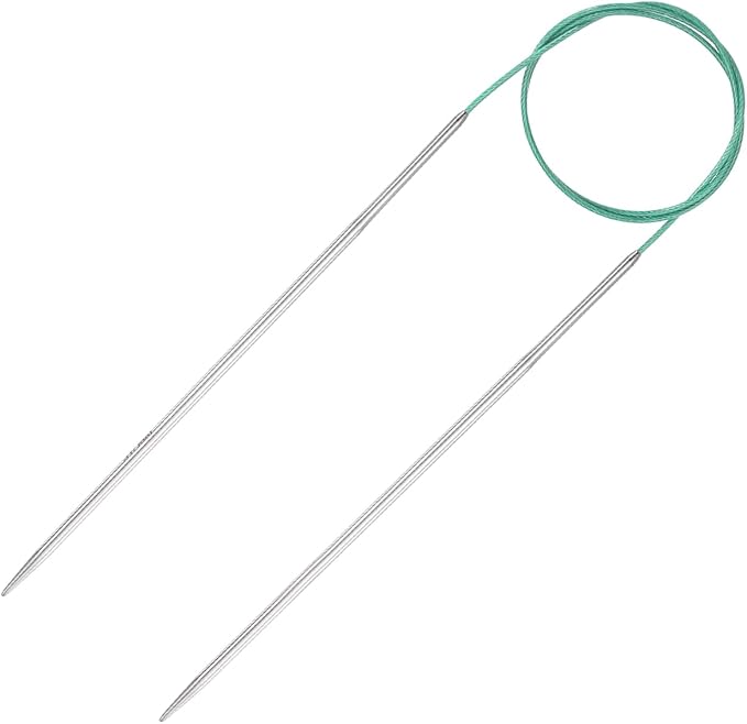 uxcell 2.5 Gauge Knitting Circular Needle 26 Inch(65cm) Metal Round Stainless Steel Needle with Large Eye Sewing & Stitch Markers for Handmade Projects DIY Knit Blankets