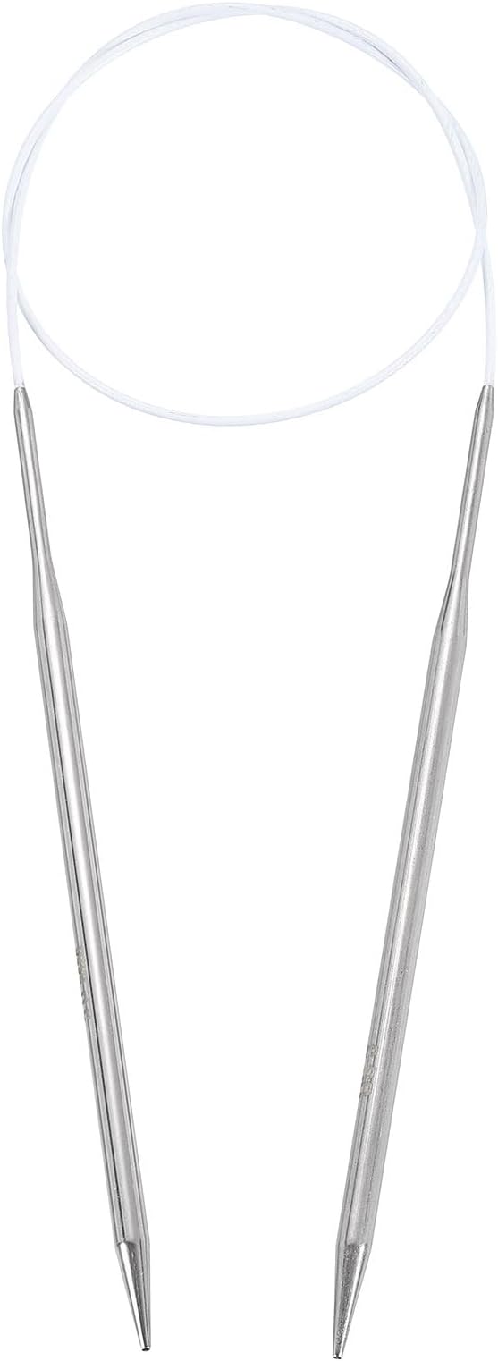 uxcell Size US 8 (5mm) Knitting Needles Circular Needle 26 Inch(65cm) Round Metal Stainless Steel Needle for Handmade Projects DIY Knitting White