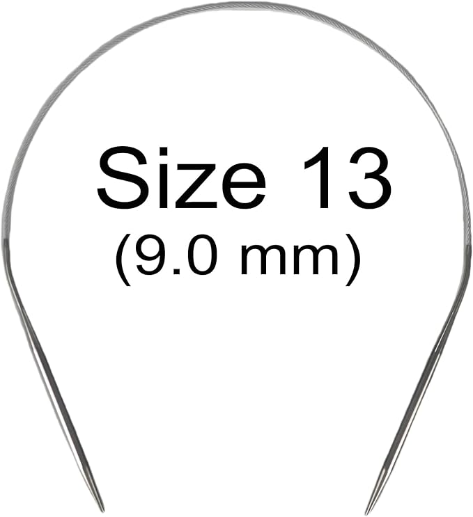 Aolfior Stainless Steel Circular Knitting Needles Size 13 16 Inch 9 mm Set Round Metal (Silver, 16 inch-13-(9mm)) Suitable for Beginners and Experienced Knitters Alike.