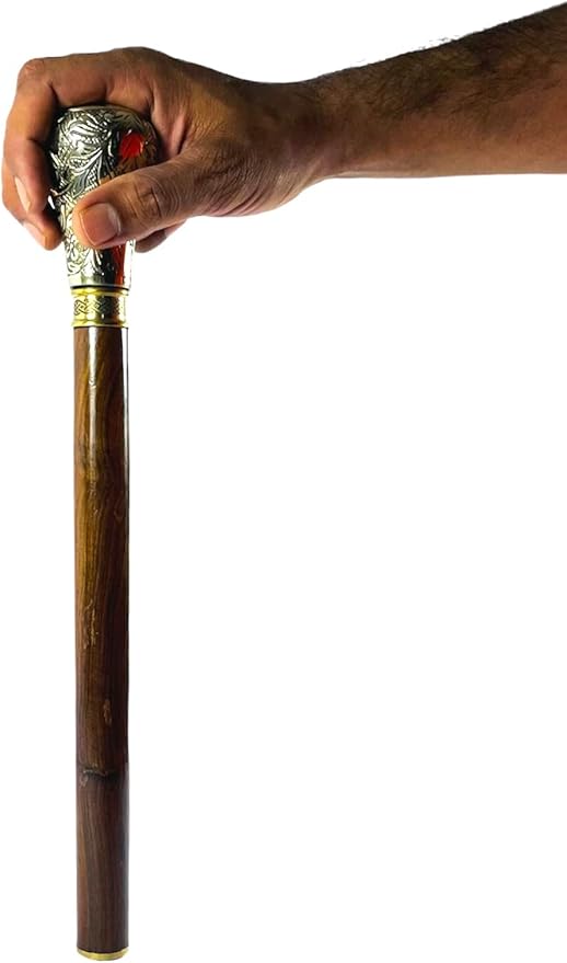All Black Snake Handle Spiral Wooden Walking Cane