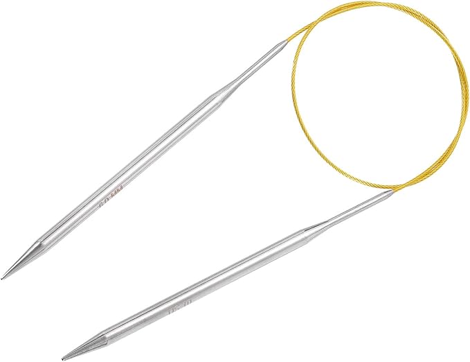 uxcell Size US 10 (6mm) Knitting Needles Circular Needle 26 Inch(65cm) Round Metal Stainless Steel Needle for Handmade Projects DIY Knitting Yellow