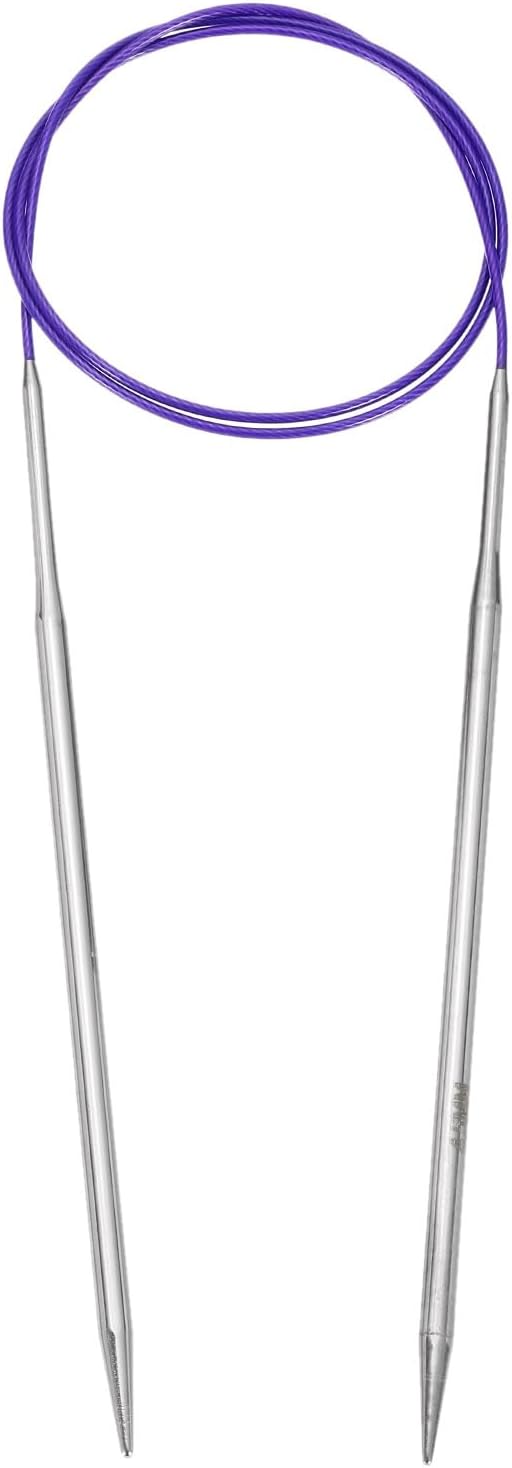uxcell Size US 7 (4.5mm) Knitting Needles Circular Needle 31 Inch(80cm) Round Metal Stainless Steel Needle for Handmade Projects DIY Knitting Purple