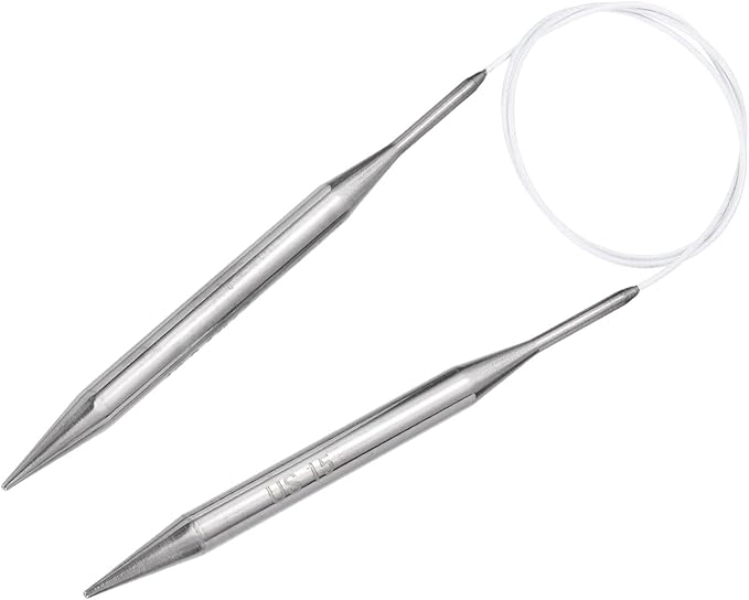 uxcell Size US 15 (10mm) Knitting Needles Circular Needle 31 Inch(80cm) Round Metal Stainless Steel Needle for Handmade Projects DIY Knitting White