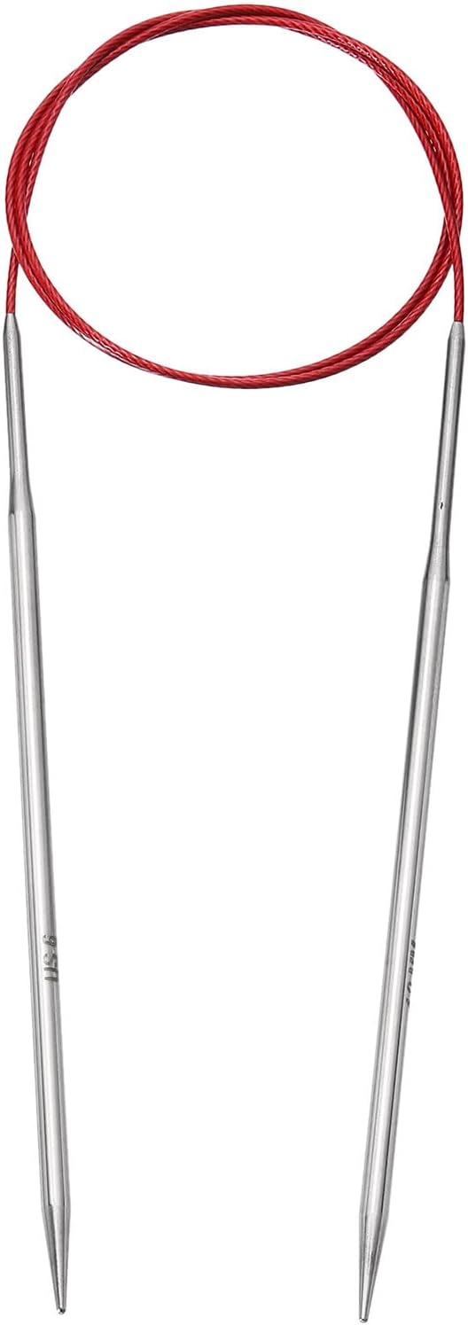 uxcell Size US 6 (4mm) Knitting Needles Circular Needle 31 Inch(80cm) Round Metal Stainless Steel Needle for Handmade Projects DIY Knitting Red