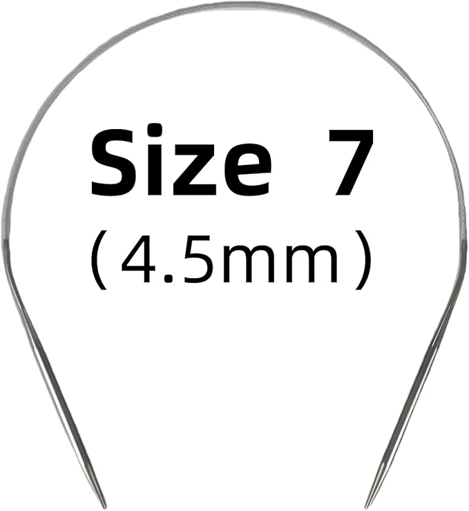 Size 7 Stainless Steel Circular Knitting Needles 16 Inch 4.5 mm Set Round Metal (Silver, 16 inch-7-(4.5mm))