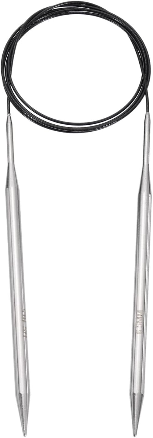 uxcell Size US 10.5 (6.5mm) Knitting Needles Circular Needle 47 Inch(120cm) Round Metal Stainless Steel Needle for Handmade Projects DIY Knitting Black