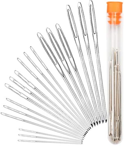 Hekisn Large-Eye Blunt Needles, Stainless Steel Yarn Knitting Needles, Sewing Needles, Crafting Knitting Weaving Stringing Needles, Perfect for Finishing Off Crochet Projects (18 Pieces)