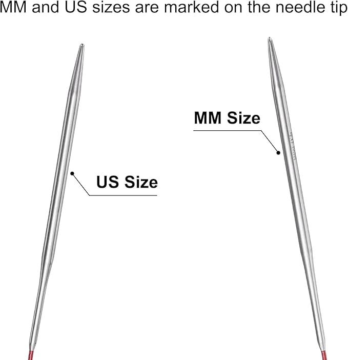 uxcell Size US 6 (4mm) Knitting Needles Circular Needle 16 Inch(40cm) Round Metal Stainless Steel Needle for Handmade Projects DIY Knitting