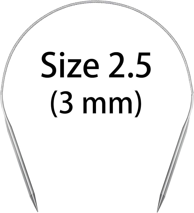 Aolfior Stainless Steel Circular Knitting Needles Size 2.5 16 Inch 3 mm Set Round Metal (Silver, 16 inch-2.5-(3mm)) Suitable for Beginners and Experienced Knitters Alike.