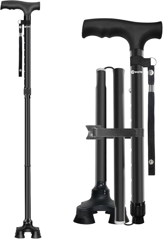 Conkote Walking Cane for Men & Women - Foldable, Adjustable, Collapsible, Free Standing Cane, Pivot Tip, Heavy Duty | Walking Sticks, Folding Canes for Seniors & Adults