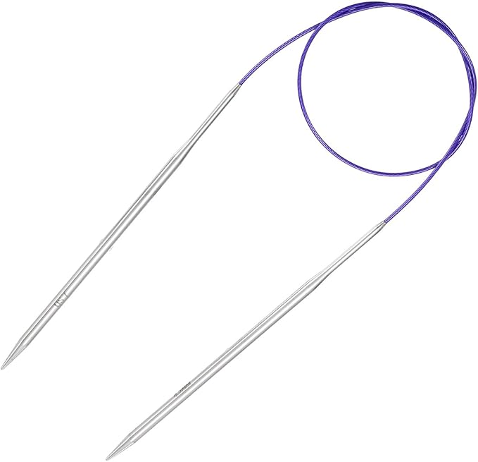 uxcell 7 Gauge Knitting Circular Needle 26 Inch(65cm) Metal Round Stainless Steel Needle with Large Eye Sewing & Stitch Markers for Handmade Projects DIY Knit Blankets
