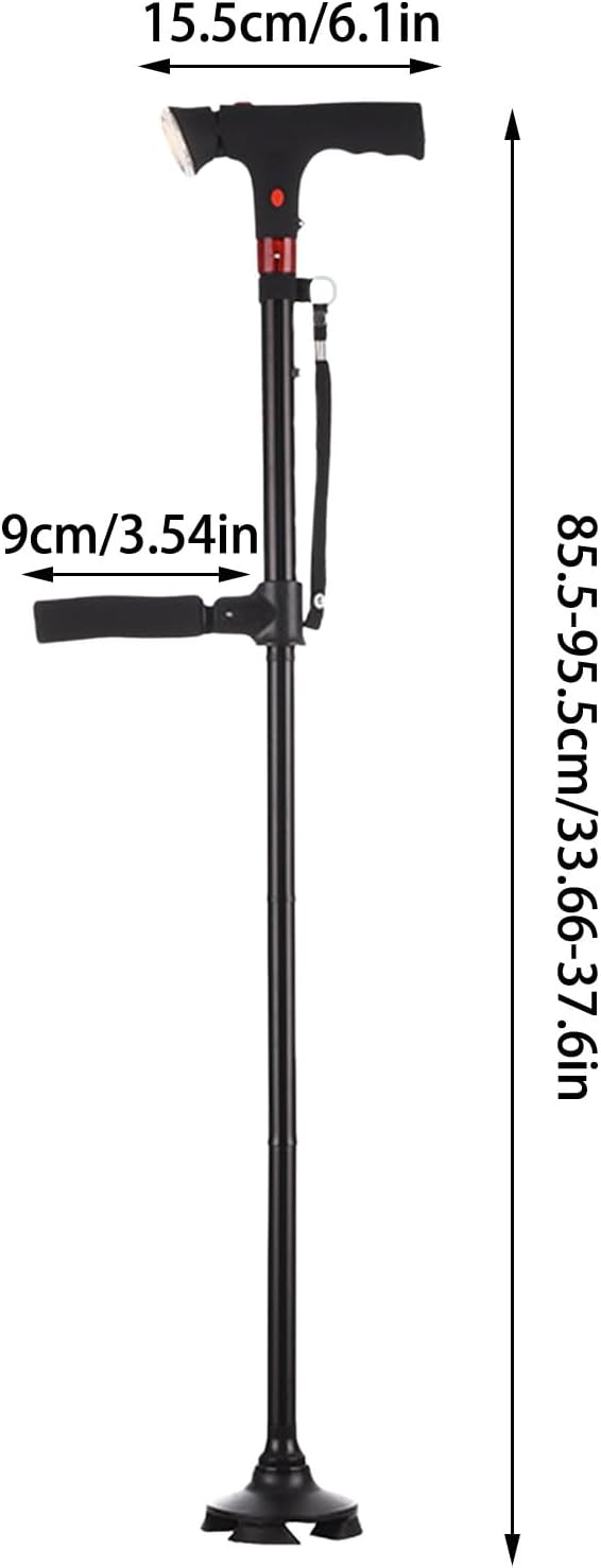 Canes for Women with Alarm & LED Light, Folding Canes for Women Adjustable and Lightweight, Self Standing Walking Canes for Seniors & Adults, Portable Mobility Aid