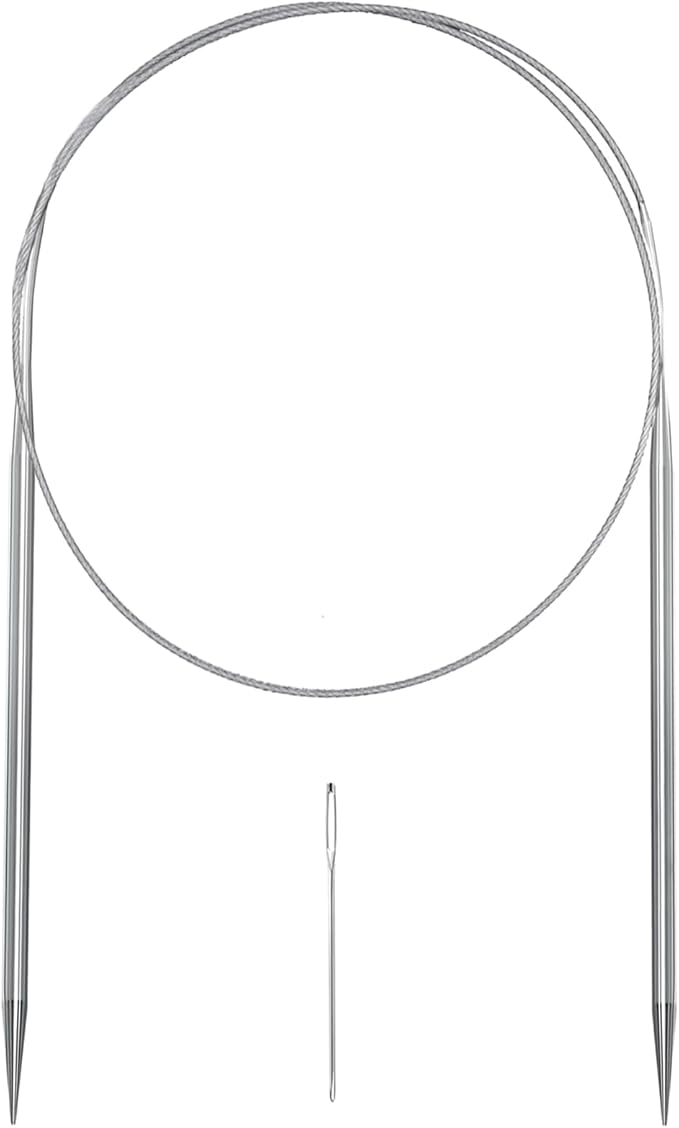 Aolfior Stainless Steel Circular Knitting Needles Size 15 16 Inch 10.0 mm Set Round Metal (Silver, 16 inch-15-(10.0mm)) Suitable for Beginners and Experienced Knitters Alike.